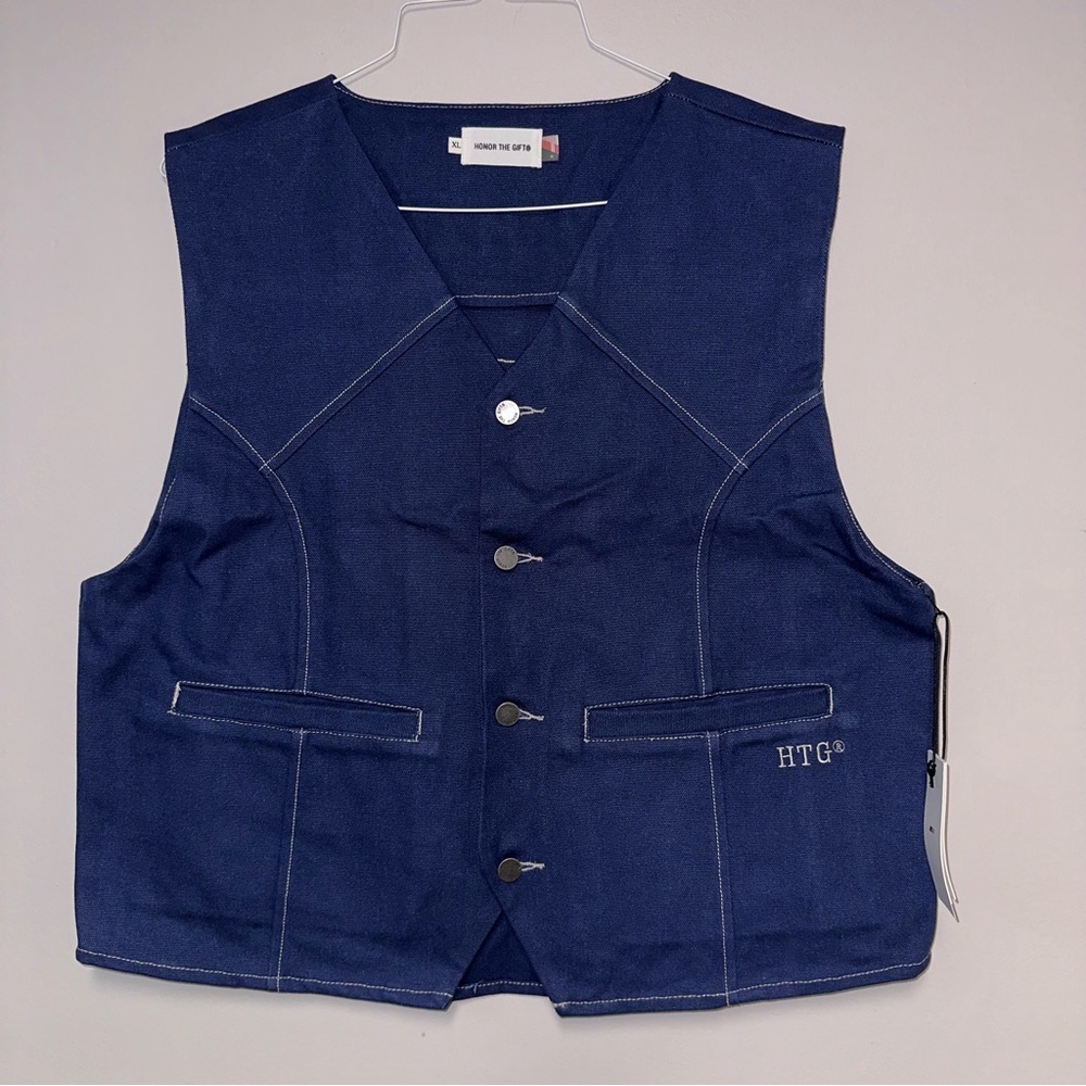 Honor The Gift Navy Fairfax Vest Men's XL Denim Los Angeles